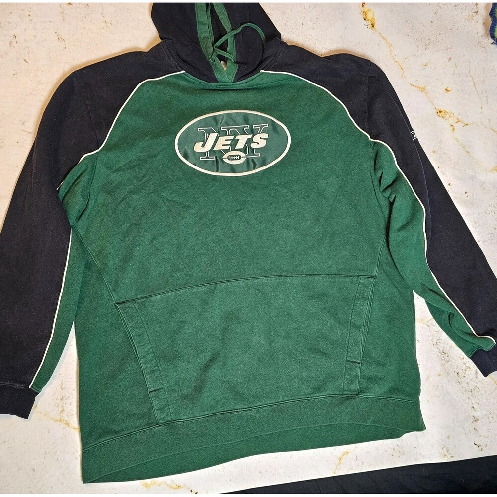 EUC Reebok NFL New York Jets Hoodie Men’s 2XL Green Black Pullover Sweatshirt